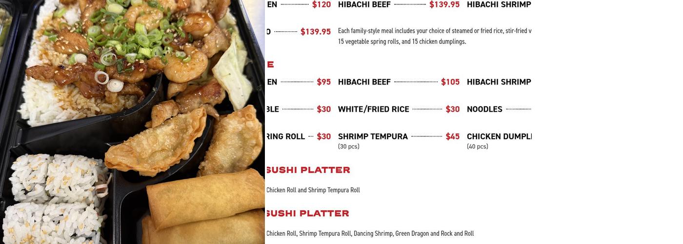 Quickway Japanese Hibachi Menu
