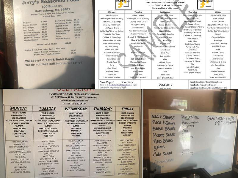 Jerry's Seasoned Food Menu