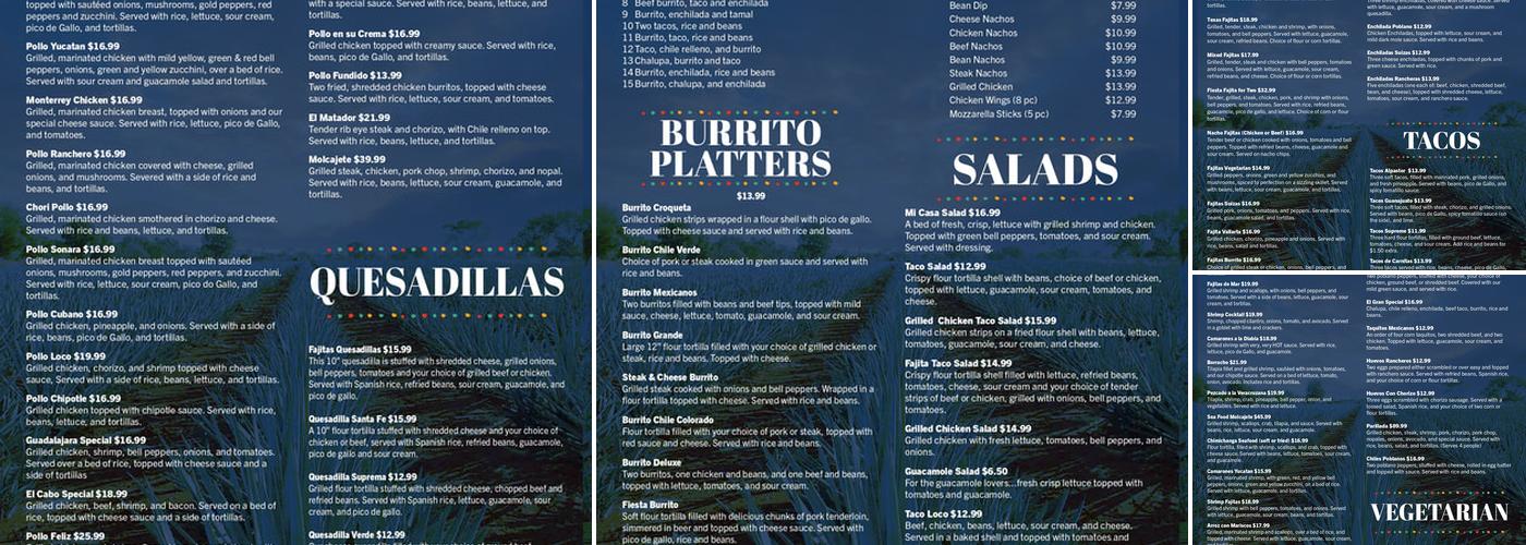 Blue TeQuila Menu