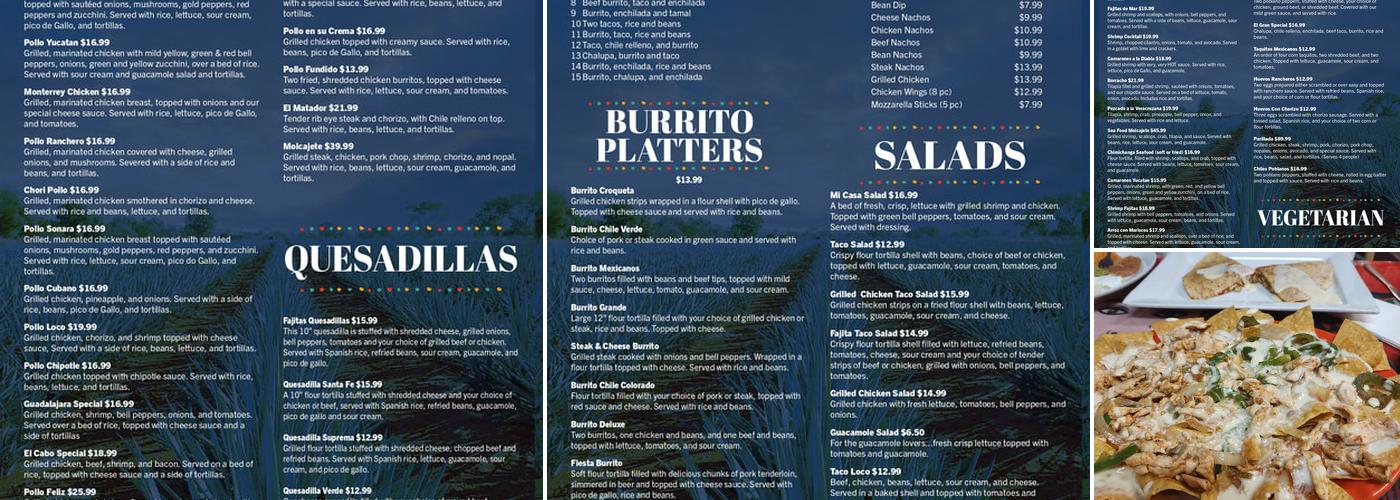 Blue TeQuila Menu