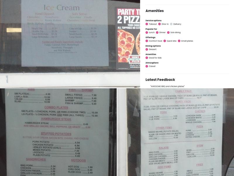 Henleys BBQ Menu
