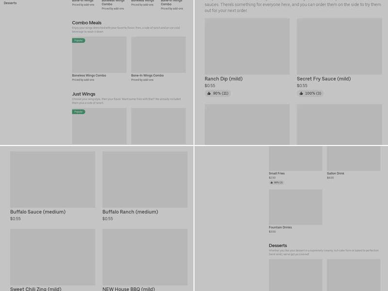 It's Just Wings Menu