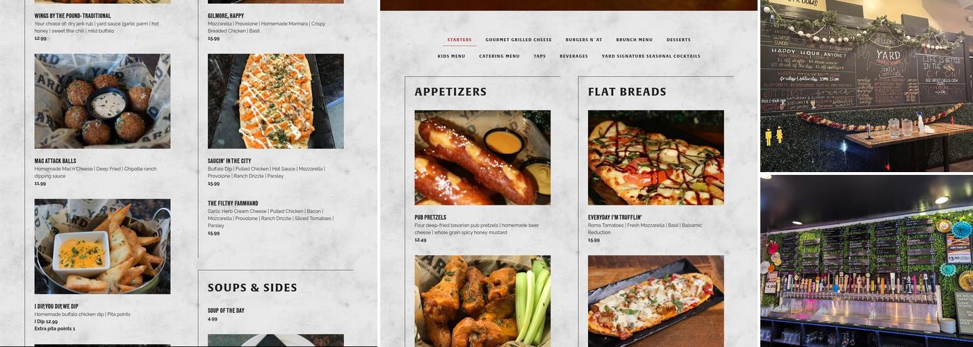 The Yard Menu