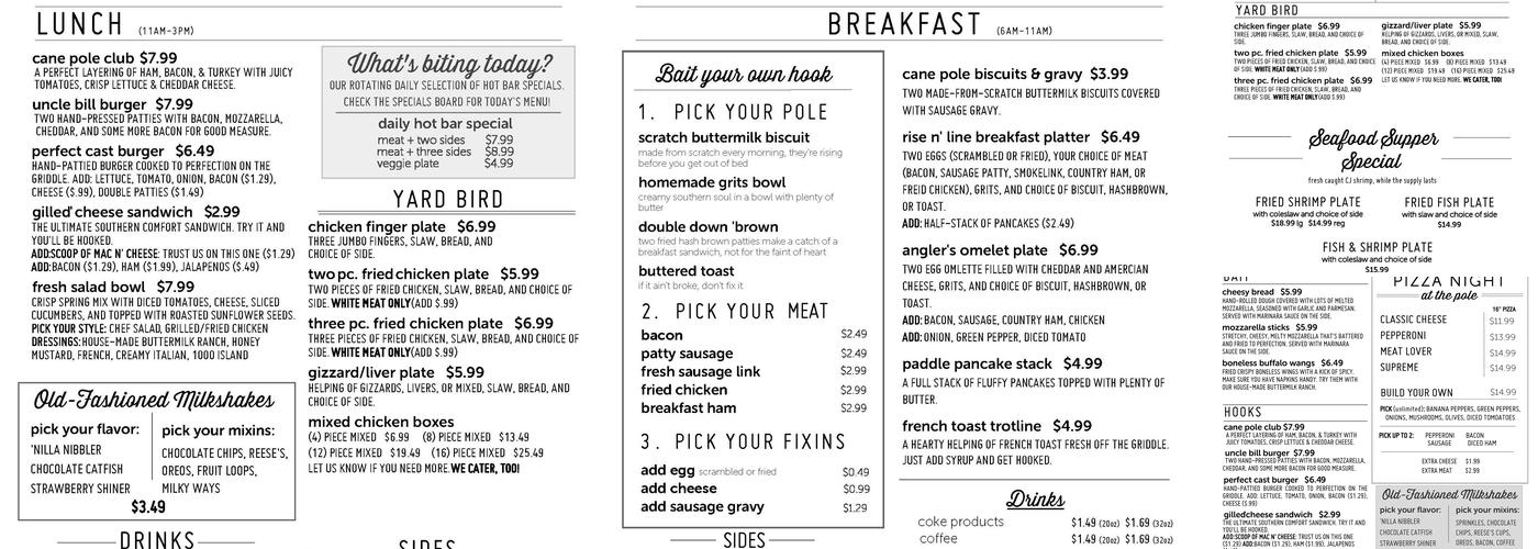 Cane Pole Kitchen Menu