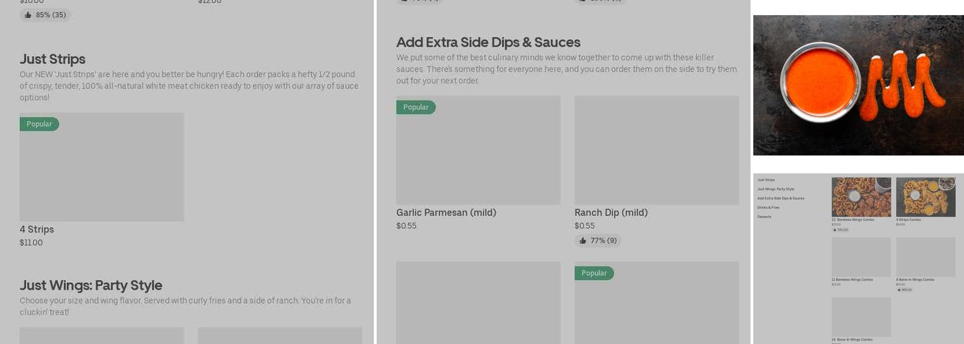 It's Just Wings Menu