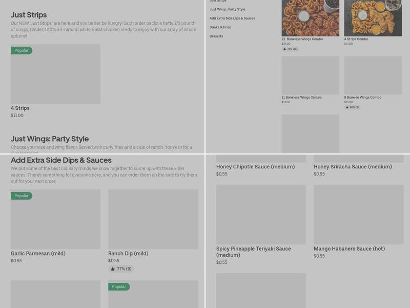 It's Just Wings Menu