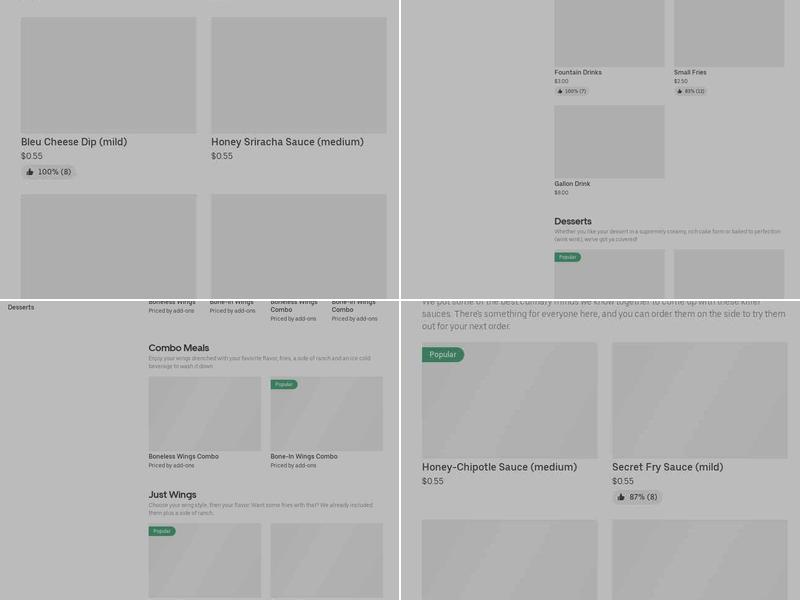 It's Just Wings Menu