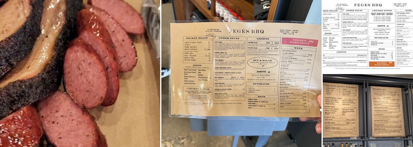 Feges BBQ Menu