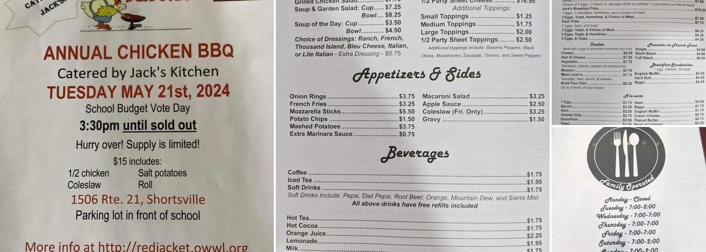 Jack's Kitchen Manchester Menu