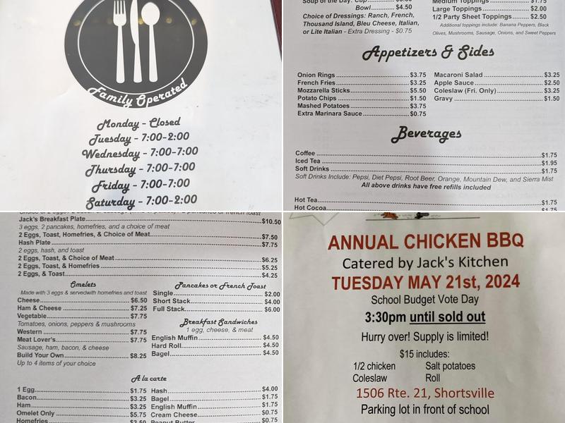 Jack's Kitchen Manchester Menu