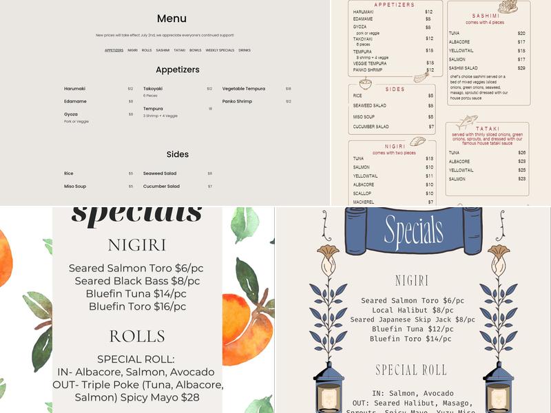 Nogi Sushi Restaurant Menu