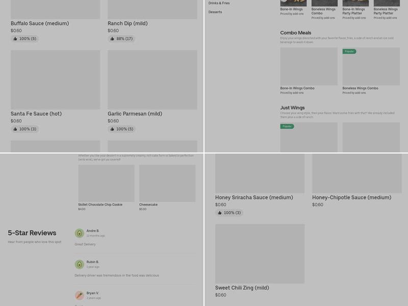 It's Just Wings Menu