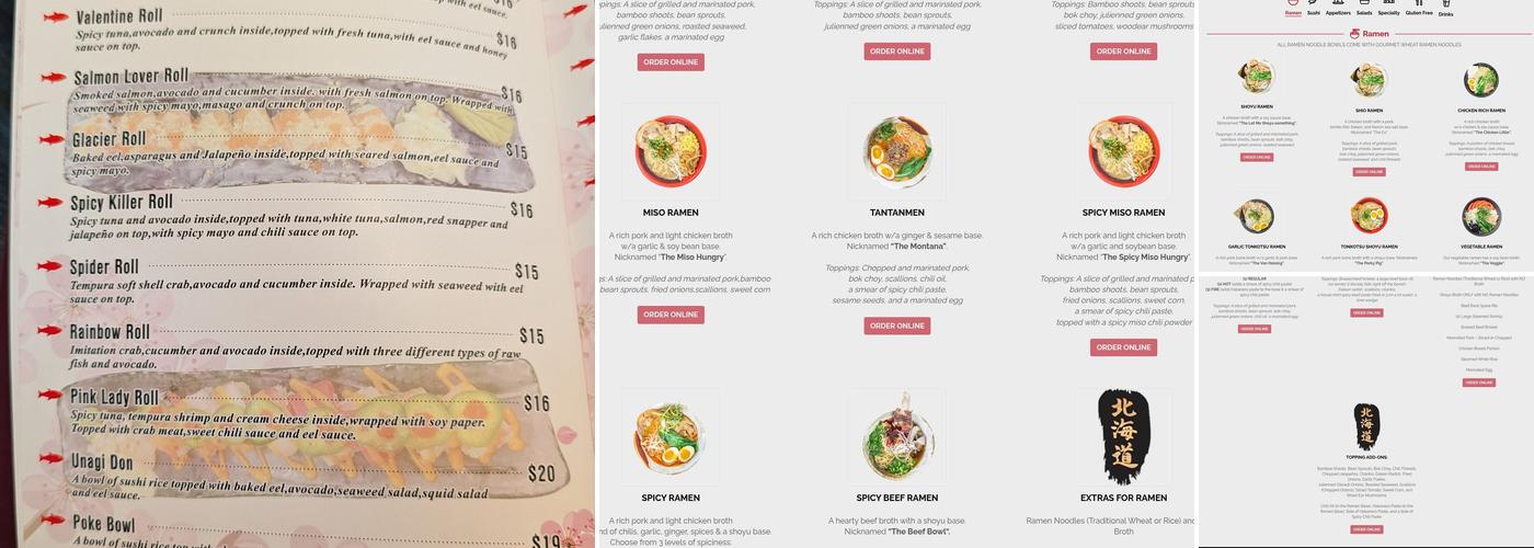 Hokkaido Ramen & Sushi Bar Menu