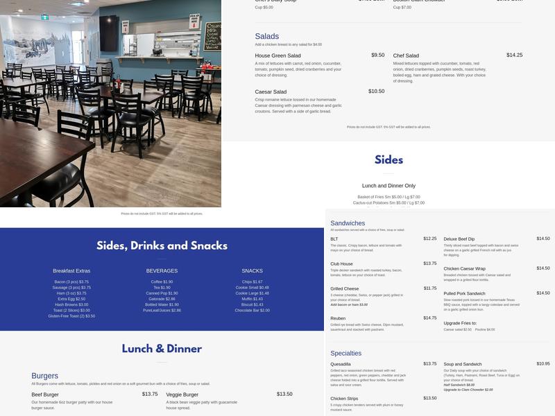 9th End Cafe Menu