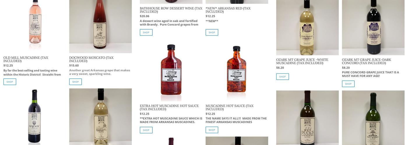 Winery of Hot Springs Menu