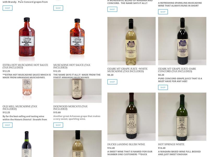 Winery of Hot Springs Menu