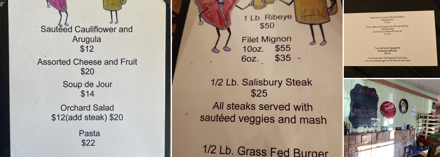 Steaks and Beer Menu