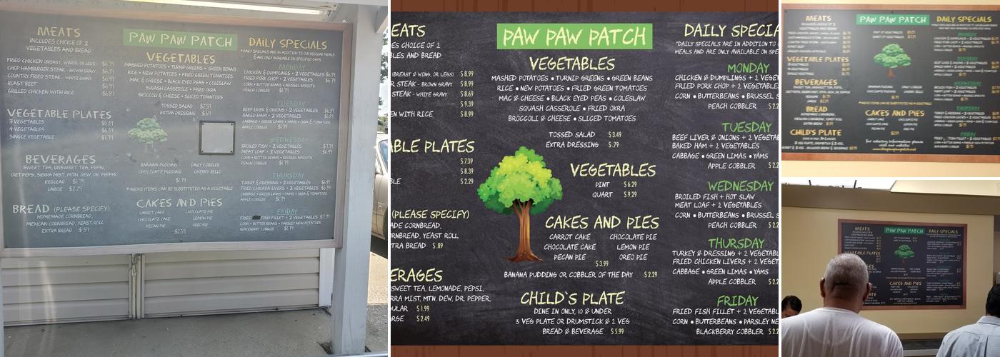 Paw Paw Patch Menu