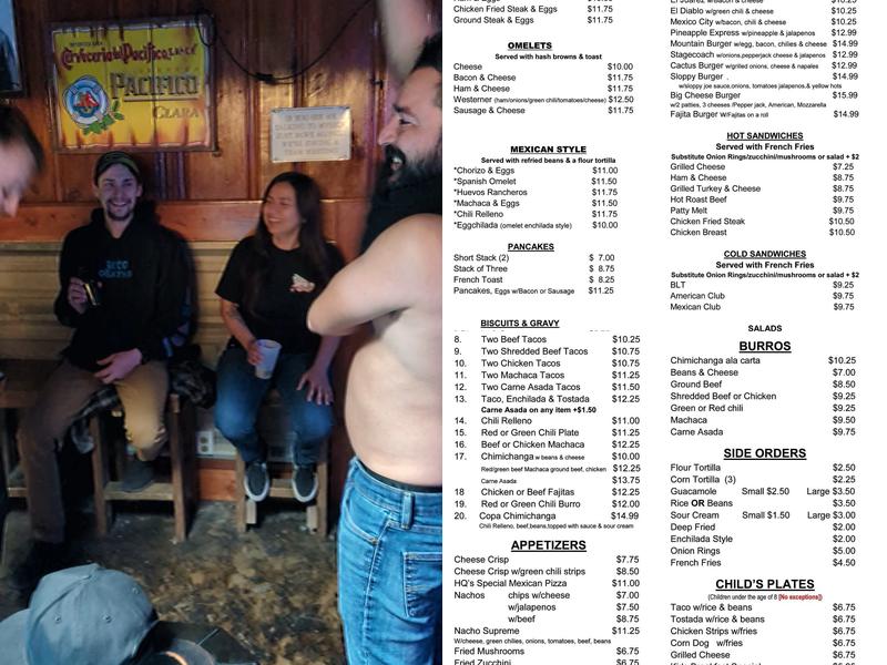 Headquarters Lounge Menu