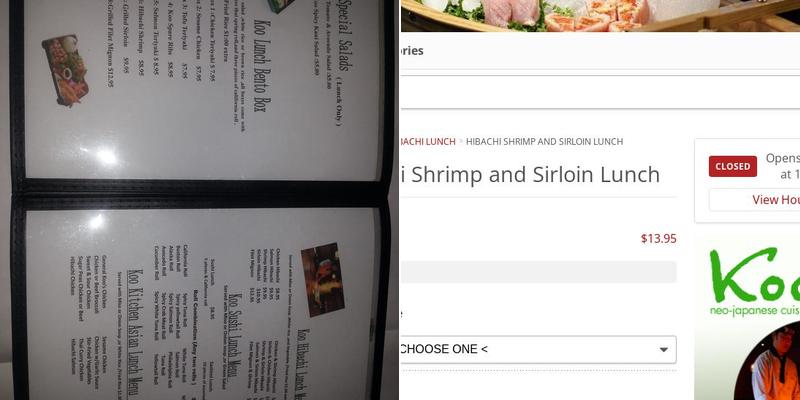 Koo Restaurant Menu