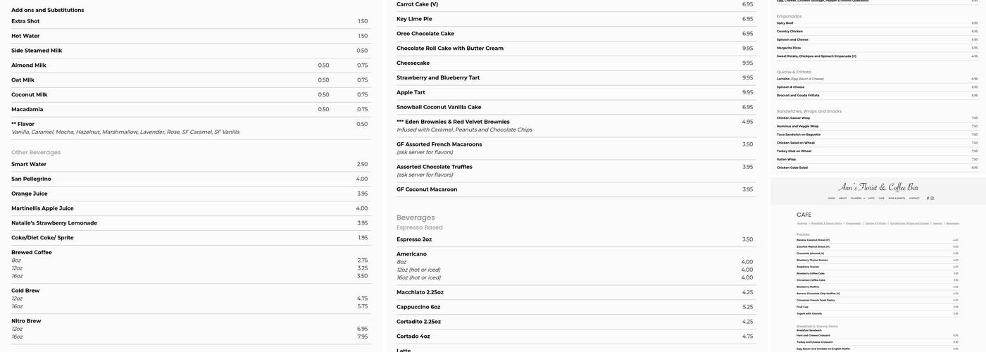 Ann's Florist and Coffee Bar Menu