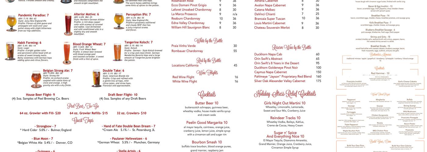 Peel Brewery Menu