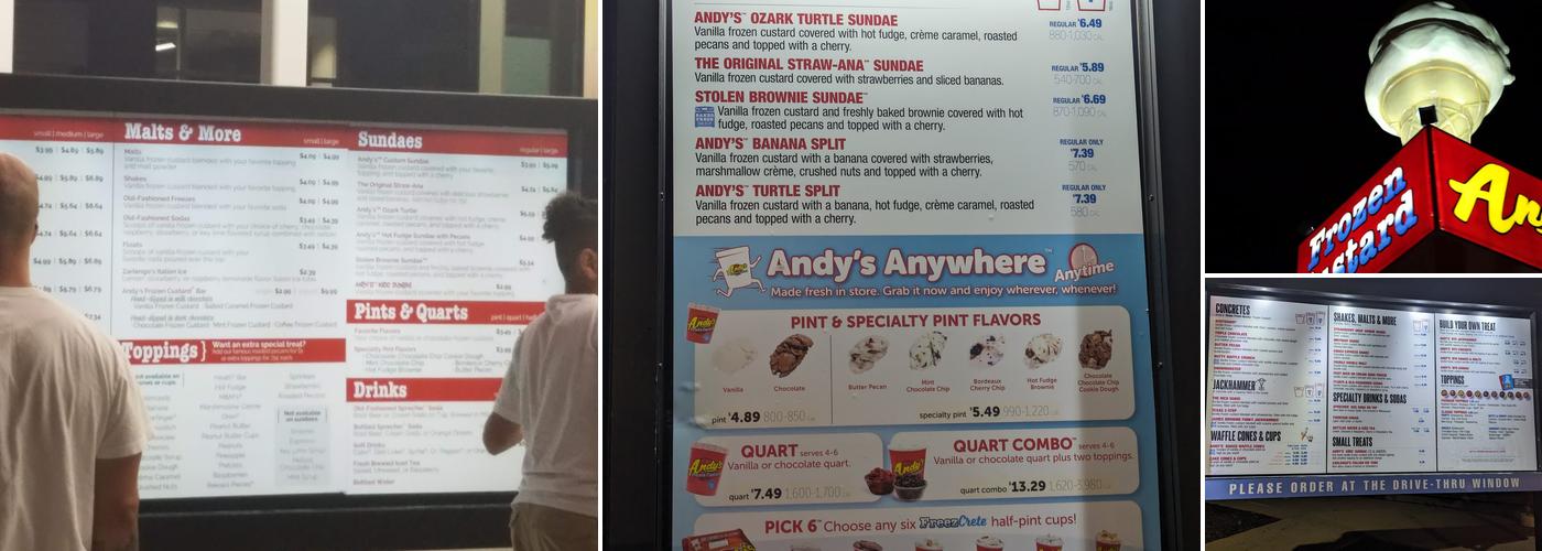 Andy's Frozen Custard Menu