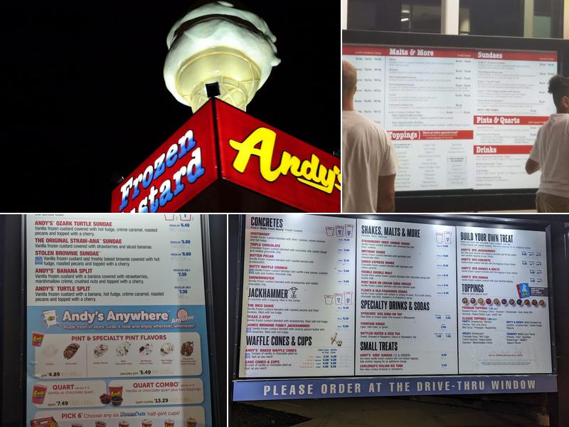 Andy's Frozen Custard Menu