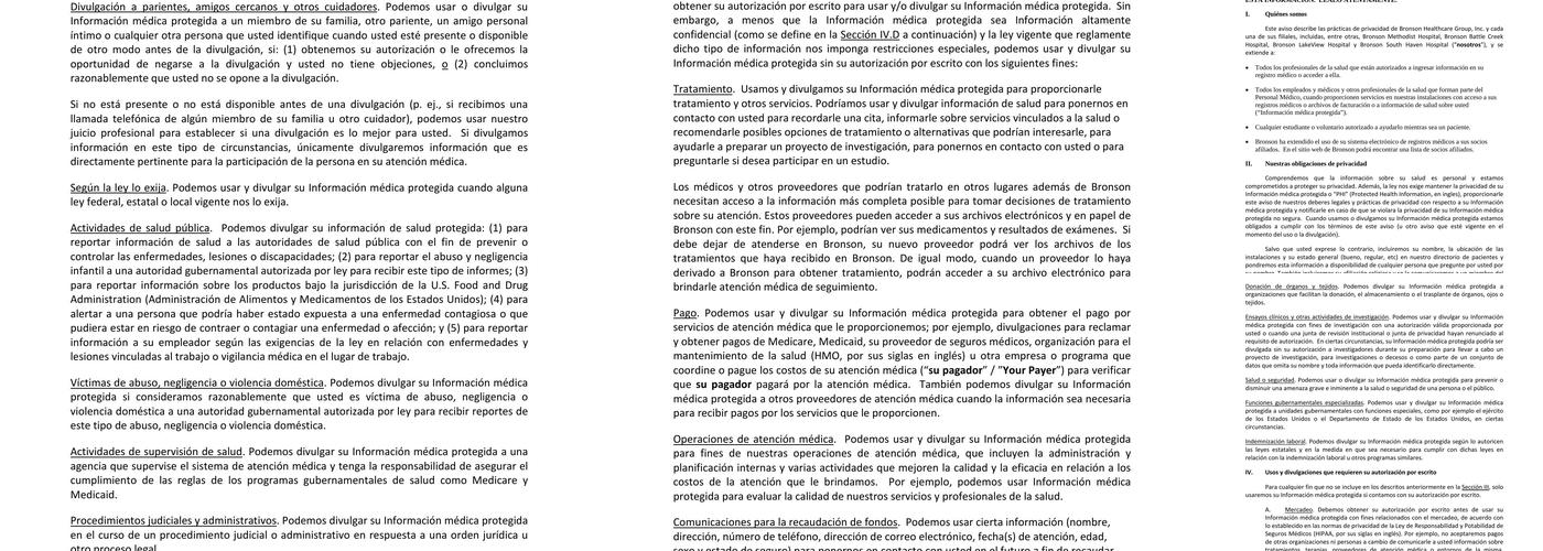 Bronson Family Medicine - Helmer Rd. Menu