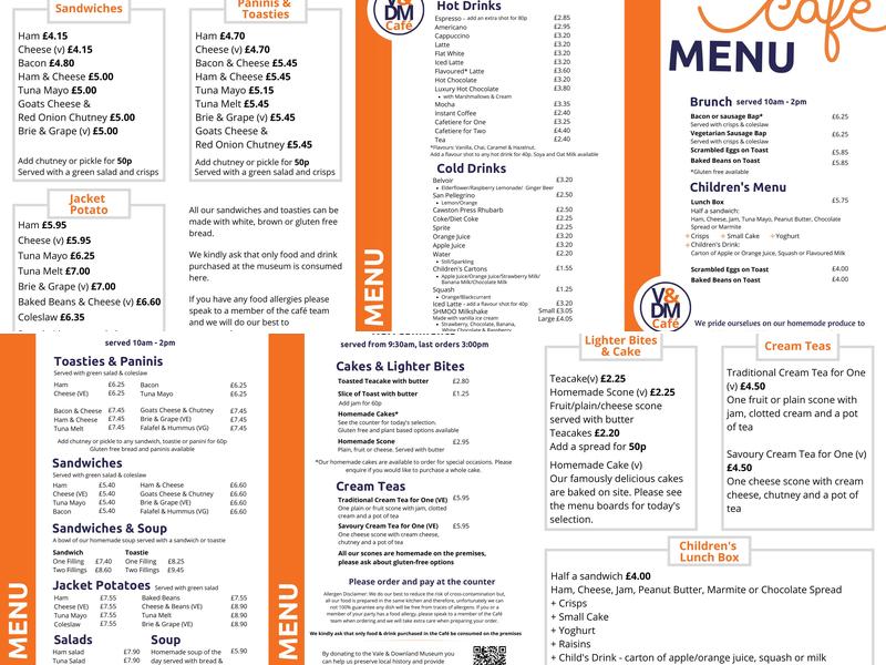 Vale & Downland Museum Menu