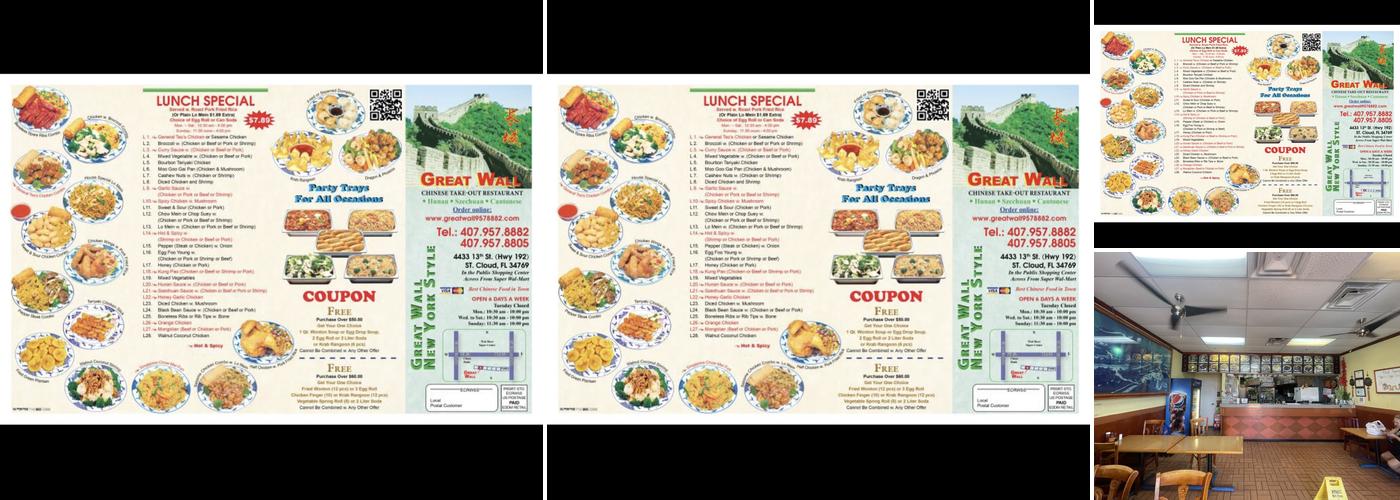 Great Wall chinese restaurant Menu