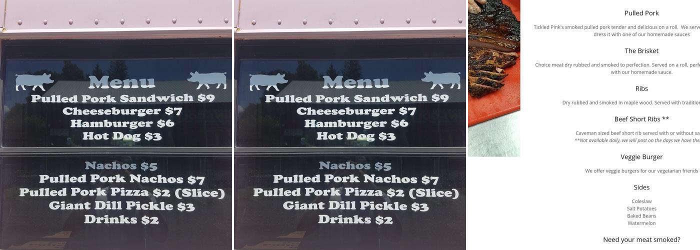 Tickled Pink BBQ Menu