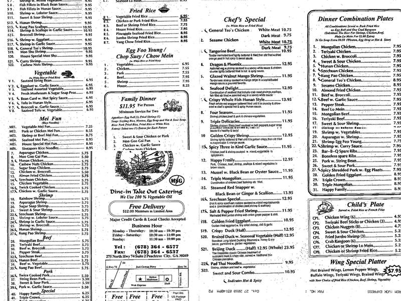 Wok Express Chinese Restaurant Menu