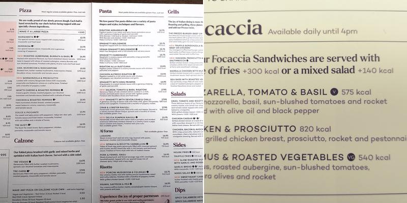 Prezzo Italian Restaurant Oswestry Menu