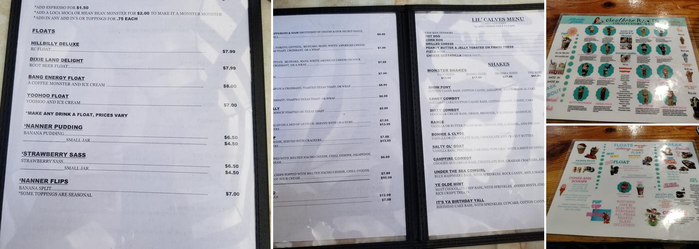 Southern Roots Country Store UPTOWN Menu