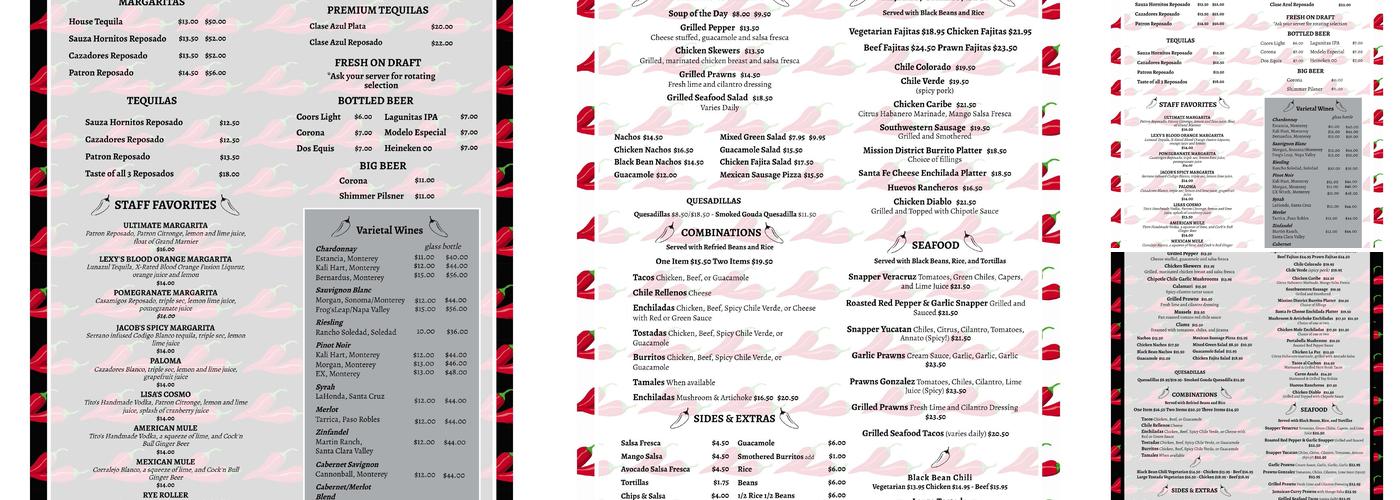 Peppers Mexicali Cafe Menu