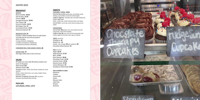 Bella Bakery Menu