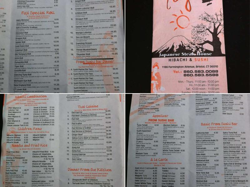 Fuji Japanese Steakhouse Menu