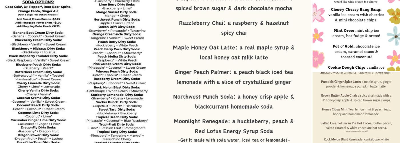 Windsor Lake Coffee Menu