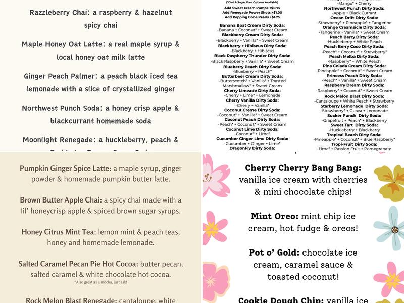 Windsor Lake Coffee Menu