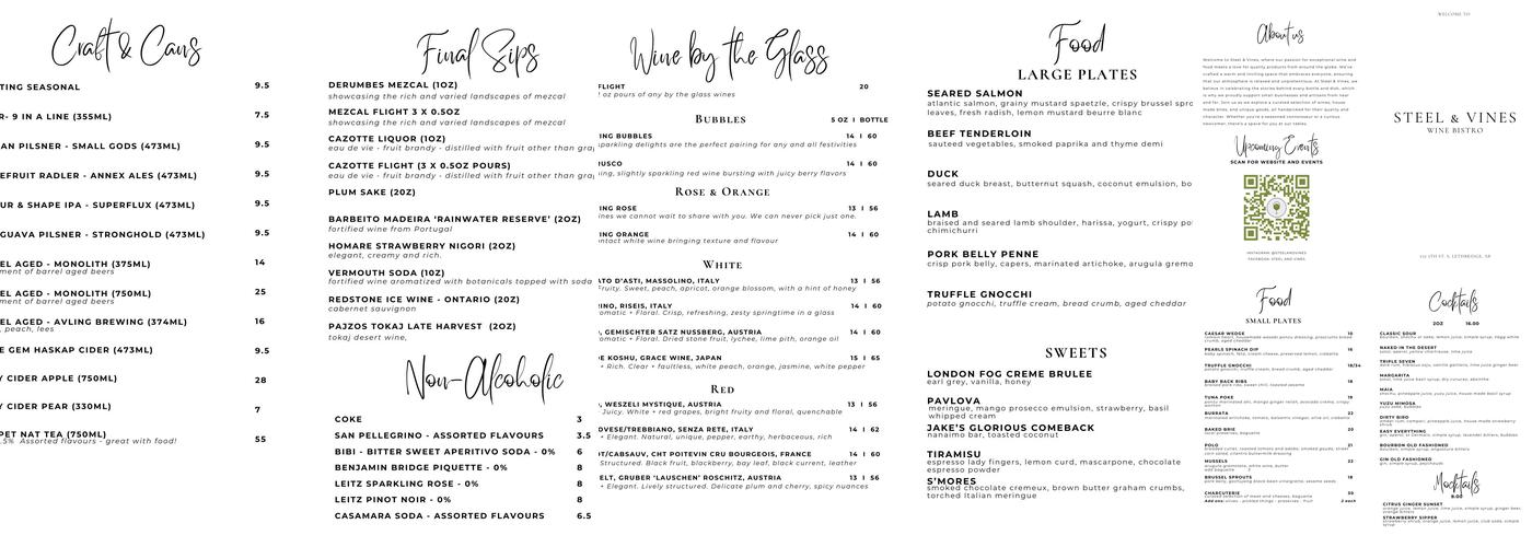 Steel & Vines Menu