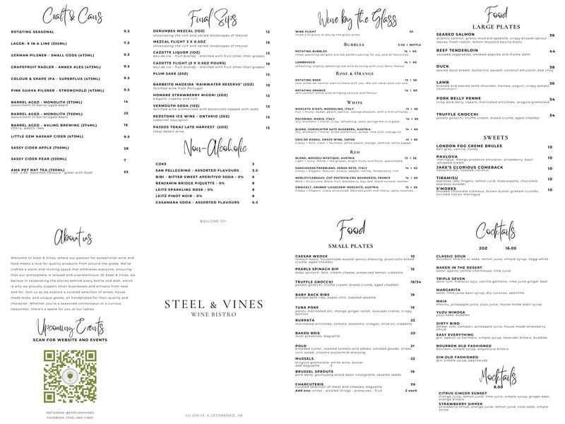 Steel & Vines Menu