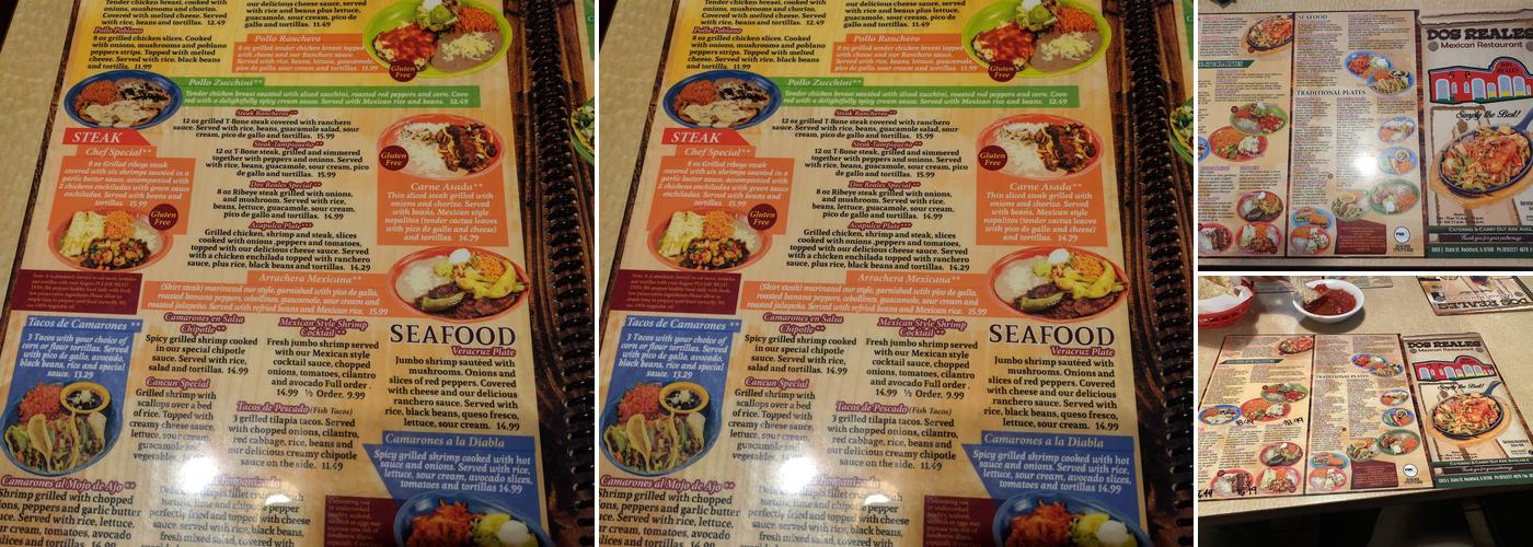 Dos Reales Mexican Restaurant Menu