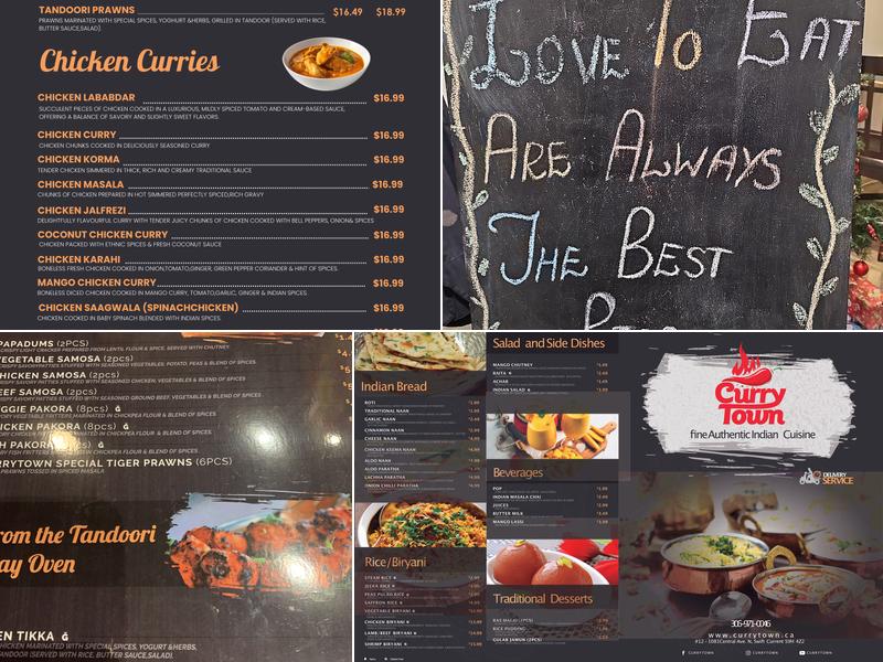 Curry Town Fine Authentic Indian Cuisine Menu