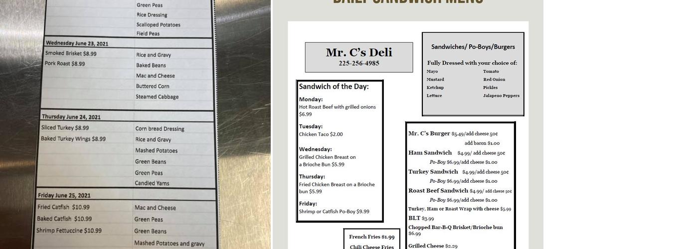 Mr. C's Deli Menu