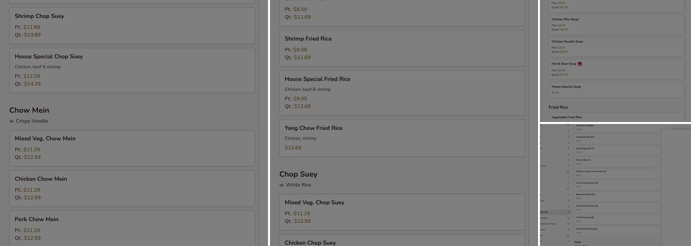 Chinatown Menu