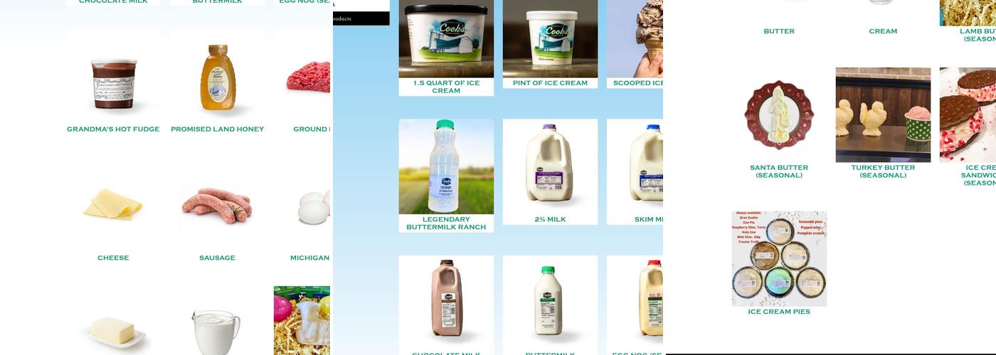 Cook's Farm Dairy Menu