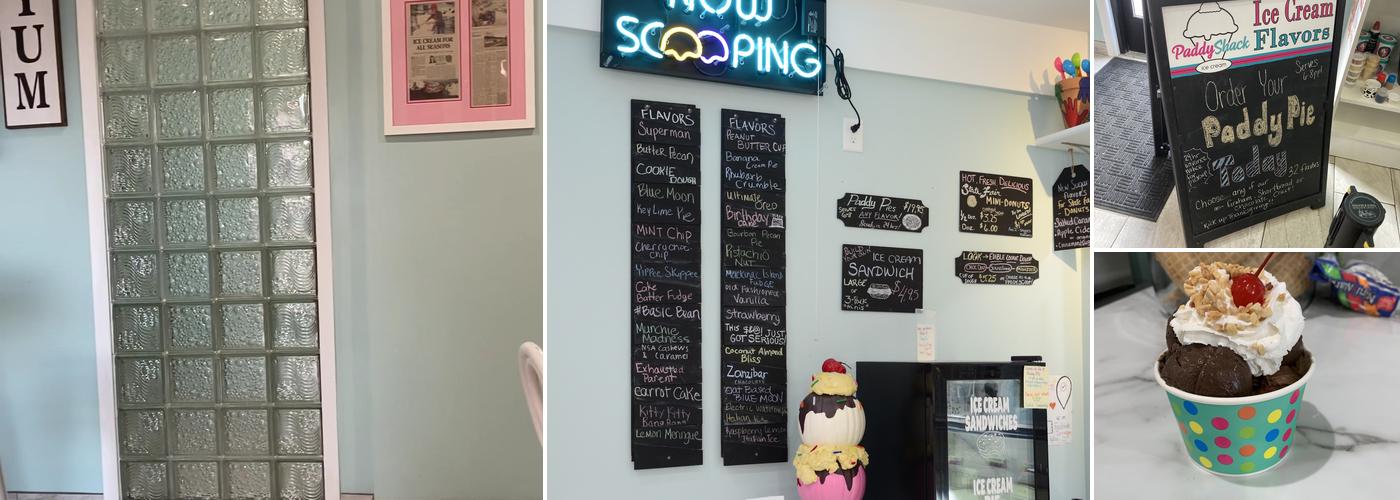 PaddyShack Ice Cream Menu