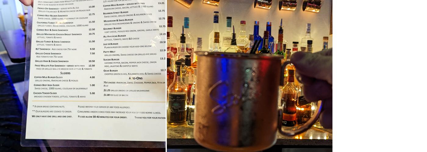 Copper Mug Bar & Grill Menu