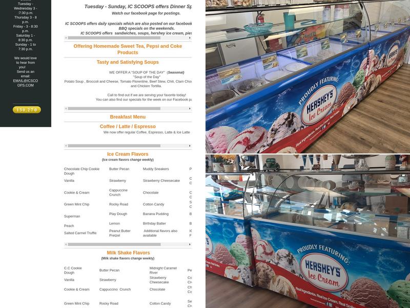 IC Scoops Menu